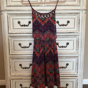 Digital geometric print mini dress